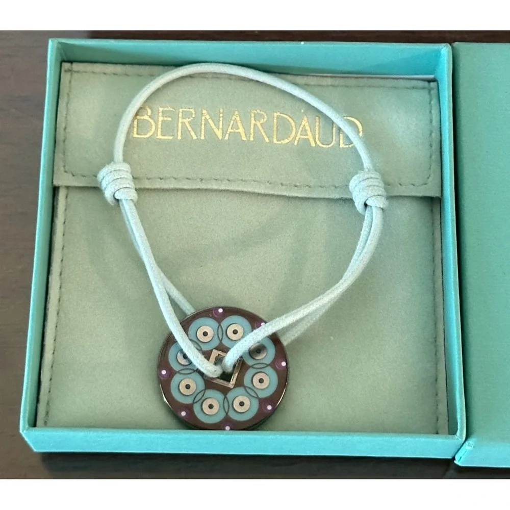 Bernardaud Porcelain Pendant Tile Adjustable Bracelet w/ Box NEW‎